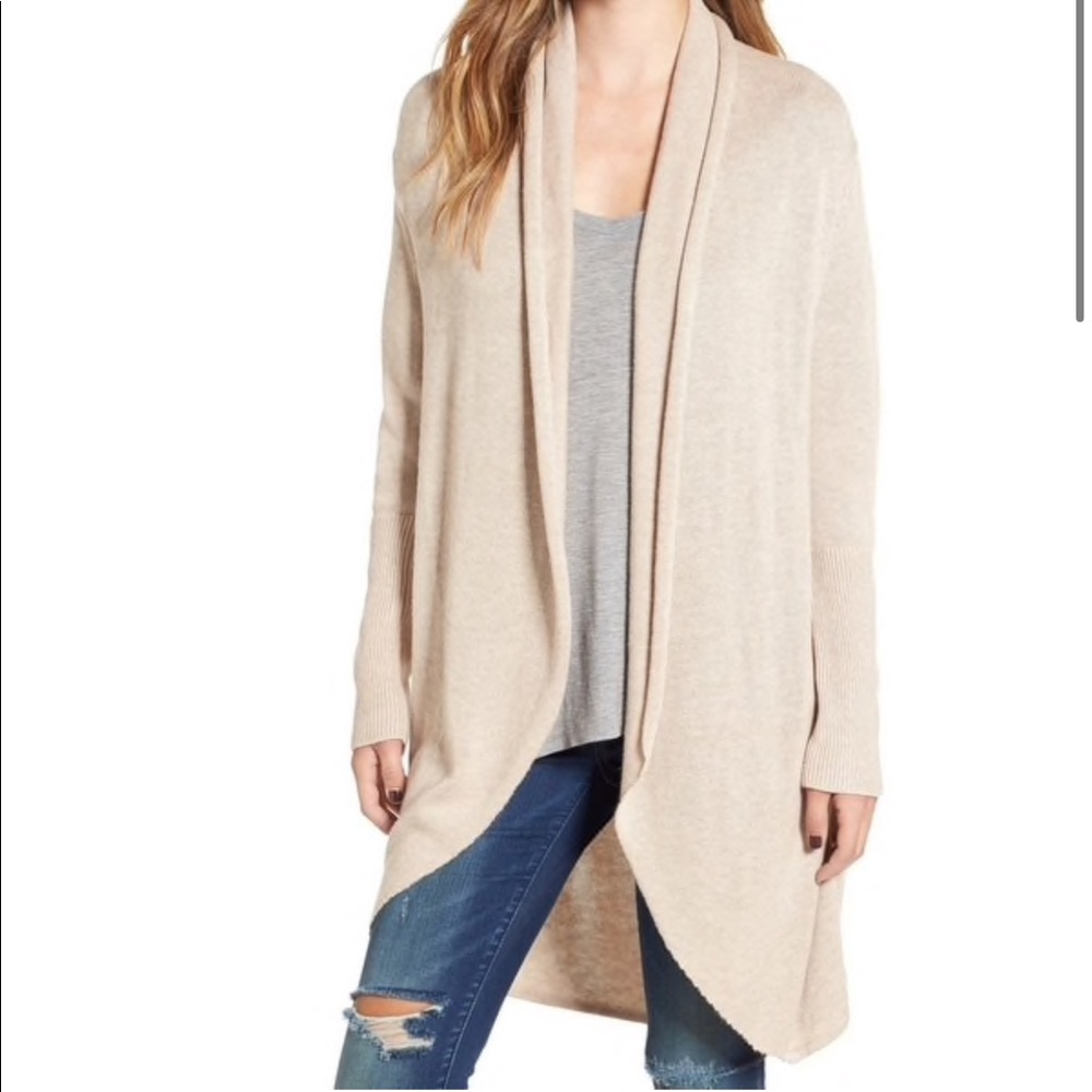Leith Beige Shawl Collar Cocoon Sweater Size S